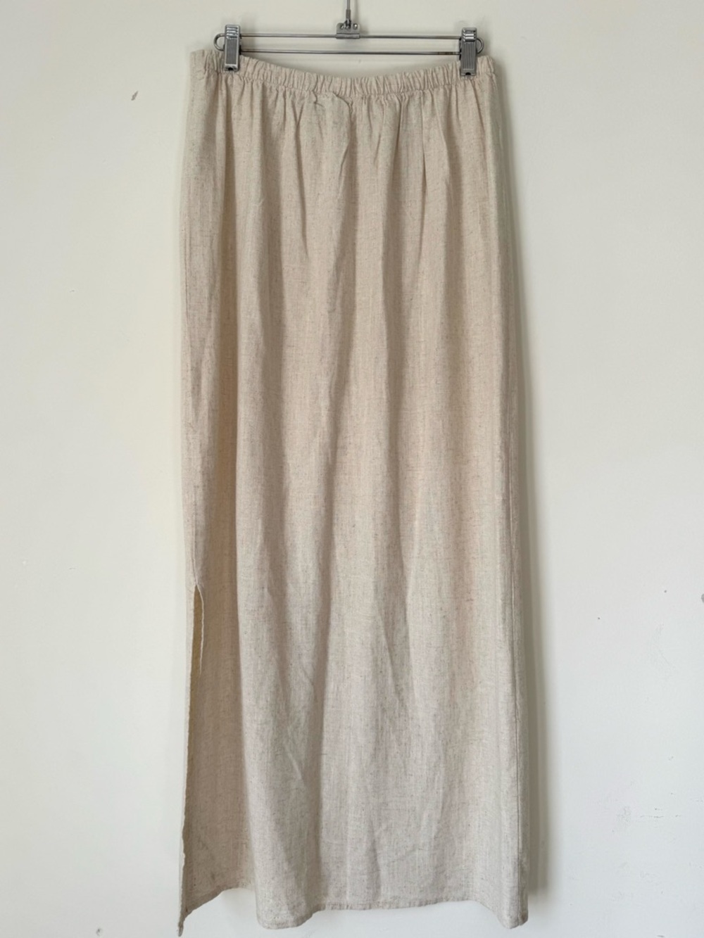 Song Of Style Linen Blend Maxi Side Slit Skirt Oatmeal Sz M - Picture 5 of 9